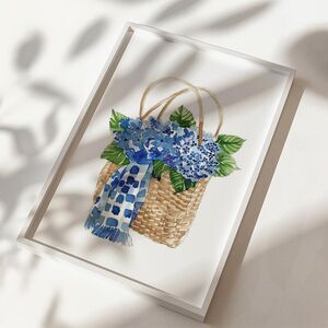 Blue Hydrangea Flowers Wall Art Print